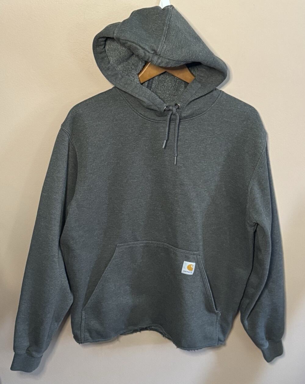 Carhartt Gray Hoodie Medium Loose Fit Spellout Sleeve Pullover K288-026